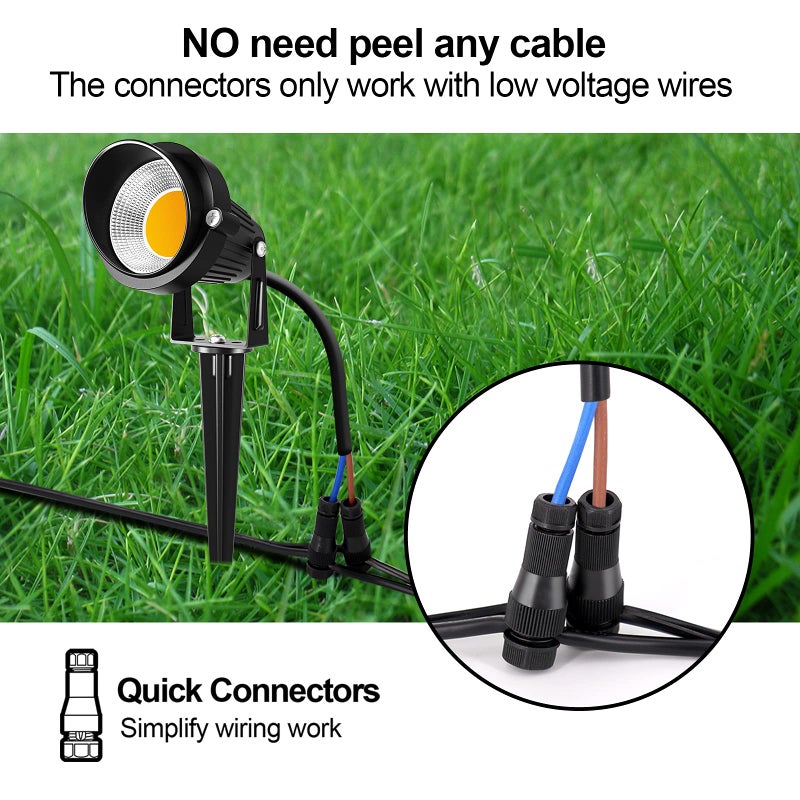ZUCKEO 10W Low Voltage Landscape Lights LED Landscape Lighting with Connectors 12V Waterproof Outdoor Landscape Spotlights Floor Yard Lawn Best Garden Lights 1000LM Warm White (10Pack with Connector) - Image 4